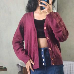 Burgundy Cardigan Sweater