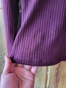 H&amp;M Ribbed Lace detail Jersey Top