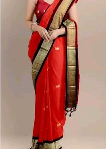 Beautiful Red Saree WithBlouse Fabric