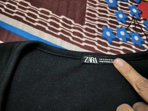 Zara Black Square Neck Top