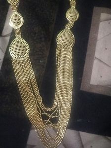 Artificial Gold Neck Set With Free Black Bracelet