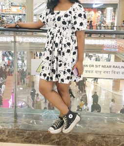 Chic Black &amp; White Print Dress 💕