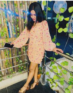 Peach Floral Mini Dress – Only Worn Once 🌸✨