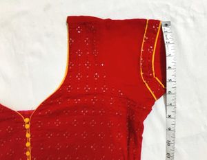 Red Sequined Embroidered Blouse