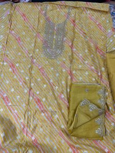 NEW Yellow Kurta Dupatta Set Material