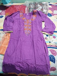 Purple Kurti Embroidered