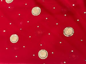 Heavy Work Red Saree