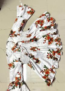 Floral Print Ruffle Sleeve Top