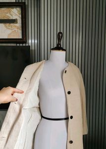 ZARA Crinkle Linen Oatmeal Cream Blazer