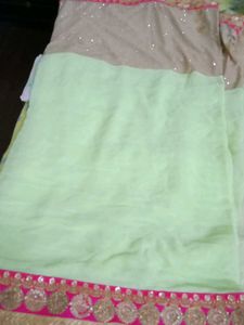 Partywear Green Sequence Saree