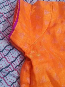 Orange Blouse with Triangle Pattern