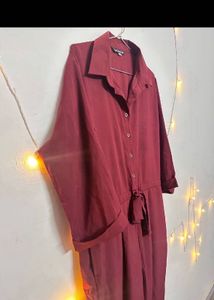 Maroon Jumpsuit with Belt