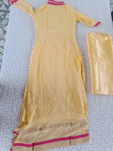 yellow chiffon kurta and pent