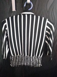 Striped Y2k Black And White Top