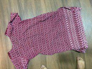 Maroon Printed Kurta