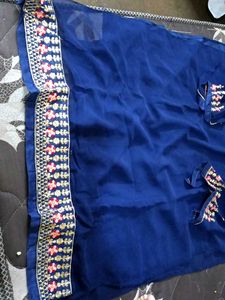 Navy Blue Unstitched Lehenga Choli