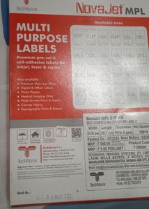 Novajet MPL Multi Purpose Label Seal Pack