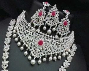 Elegant Silver &amp; Ruby Jewelry Set