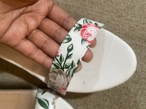 White Floral Heels