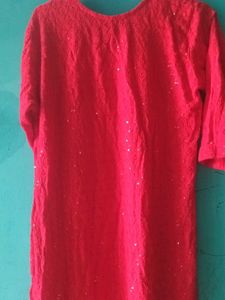 Red Embroidered Kurta