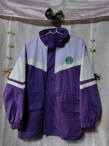 Purple & White Color Block Jacket