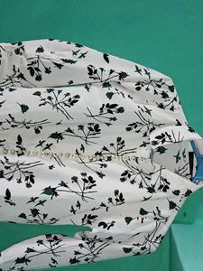 Floral Print Blouse with Pearl Buttons
