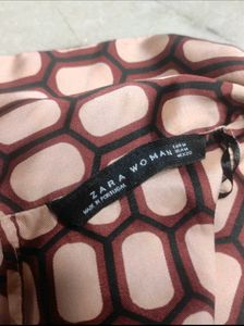 Zara Patterned Tie Neck Top