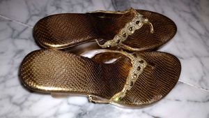 Golden Diamond Studded Designer Sandals For Ladies