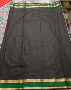 Elegant Black And Green Saree