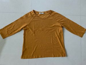 Mango Branded Mustard Casual T-shirt