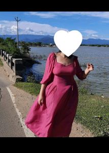 Balloon Sleeved Pink Maxi Dress