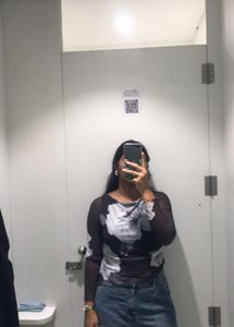Floral Print Mesh Top