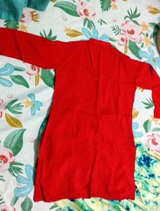 Red Kurti with Tie-Dye Pants