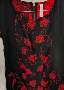 Red And Black Floral Dress