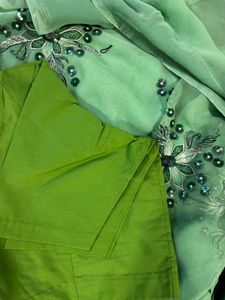 Green Floral Sequins Saree