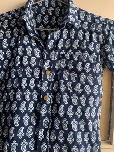 Blue Paisley Print Short Sleeve Shirt For Boys