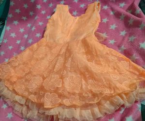 Peach Dress with Lace &amp; Flower