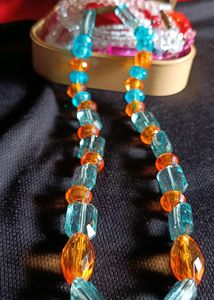 Handmade Blue Orange Crystal Necklace 💙🧡