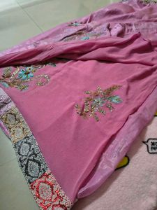 Pink Embroidered Saree Blouse
