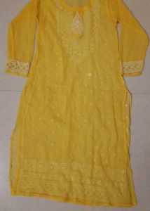 Yellow Embroidered Kurti Set