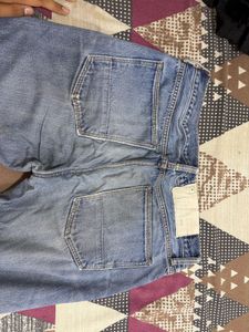 Straight fit washed blue jeans