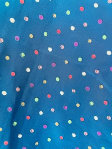 Blue Satin Dress With Polkadot For Women
