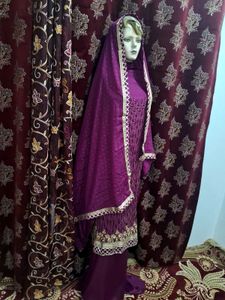 Elegant Purple Kurta Set with bridal clutch freebe