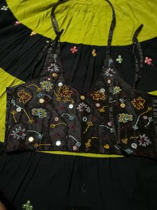 Green Nd Black Navratri Skirt