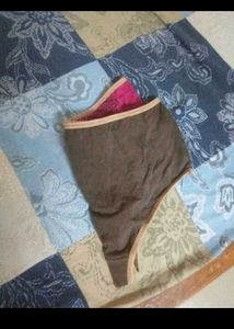 Comfortable Brown &amp; Pink Lace Trim Panties