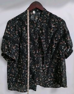 Black Floral Short Sleeve Top (Women)