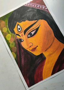Durga Oil Pastel Painting
