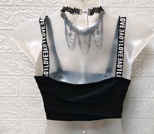 Black &#39;LOVE&#39; Crop Top For Medium To Large Size
