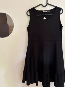 Cute Black Ruffle Hem Dress