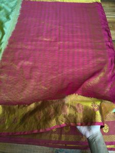 pink n gold kanjeevaram saree